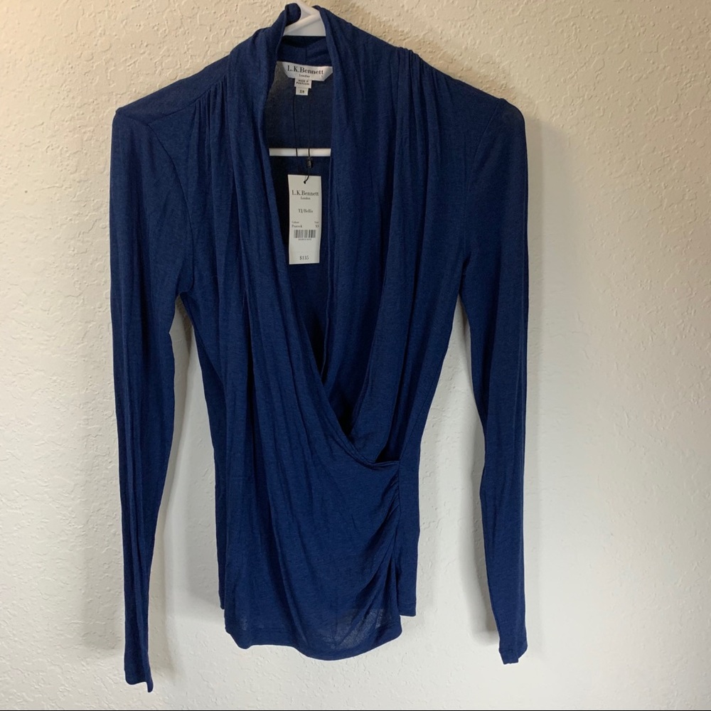LK Bennett Bellis wrap top blue XS NWT